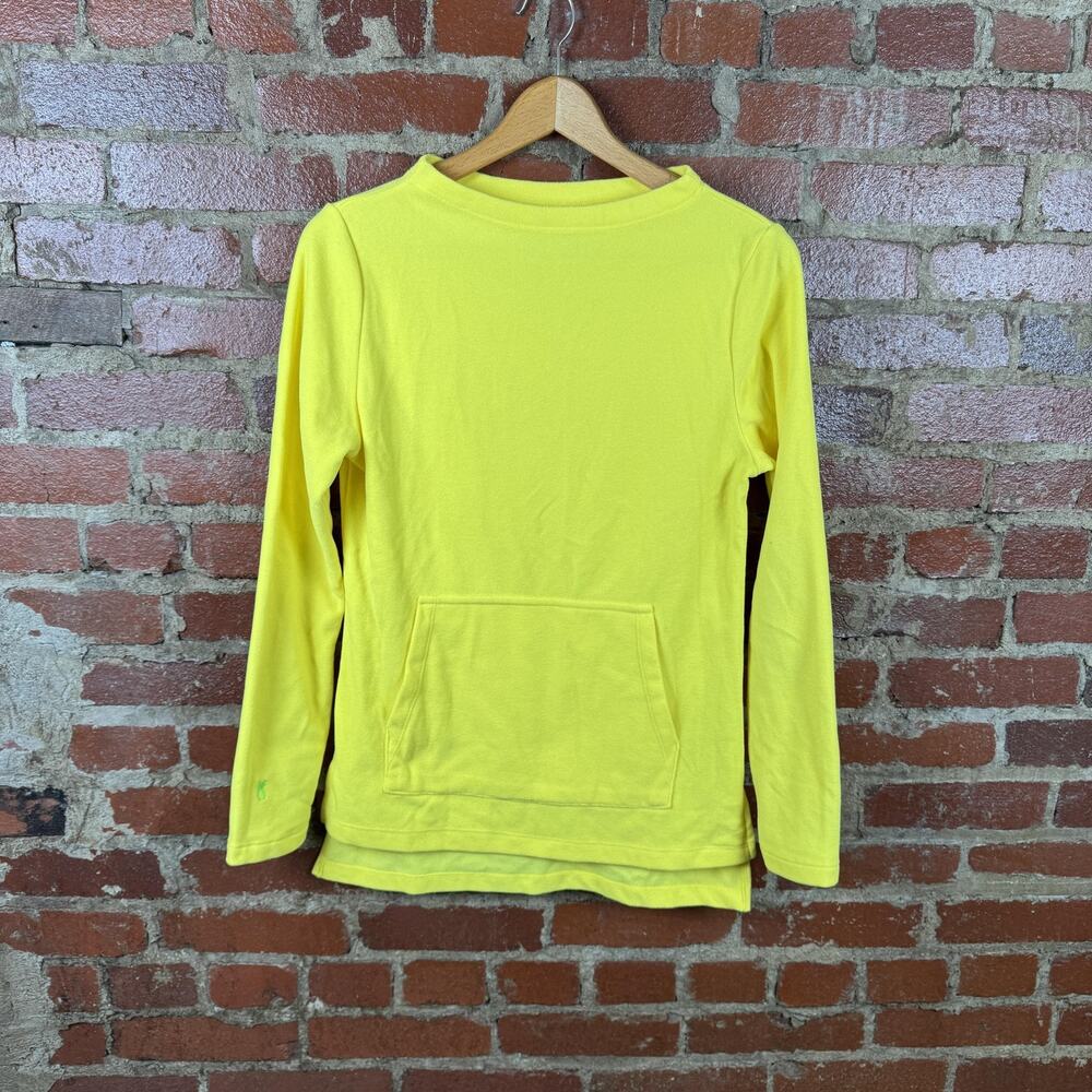 Dudley Stephens Sweater Womens XS Yellow Fleece Highland High Low Pocket Casual